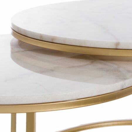 Marco arany - fehér márvány dohányzóasztal 2 db-os szett - 79 cm