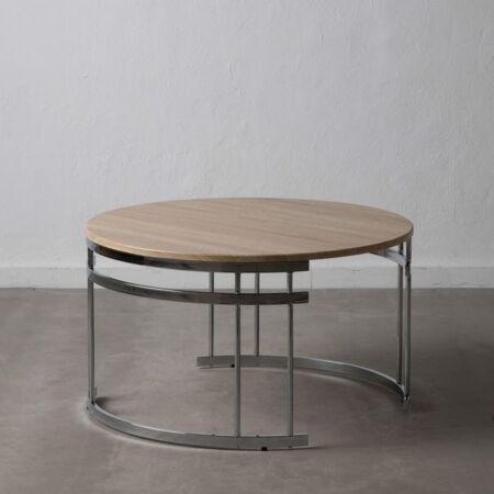 Carmina ezüst dohányzóasztal fa asztallappal - 80 cm