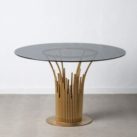 Leida arany étkezőasztal üveg asztallappal - 120 cm