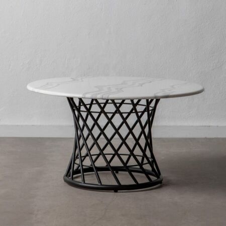 Leon fekete dohányzóasztal márvány asztallappal - 80 cm