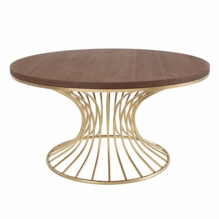 Adella arany dohányzóasztal fa asztallappal - 93 cm