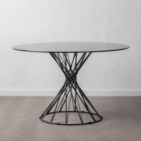 Girona fekete étkezőasztal üveg asztallappal - 120 cm