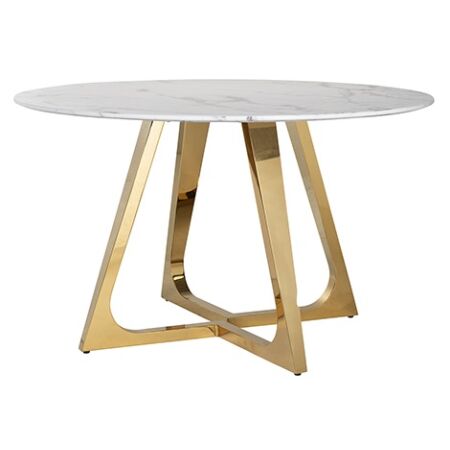 Dynasty fehér márvány - arany asztal - 130 cm