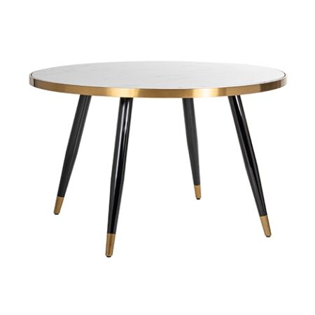 Delia fehér márvány - arany - fekete asztal - 130 cm