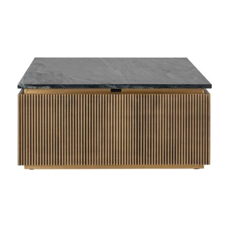 Ironville fekete márvány - arany dohányzóasztal négyzet alakú - 90 cm