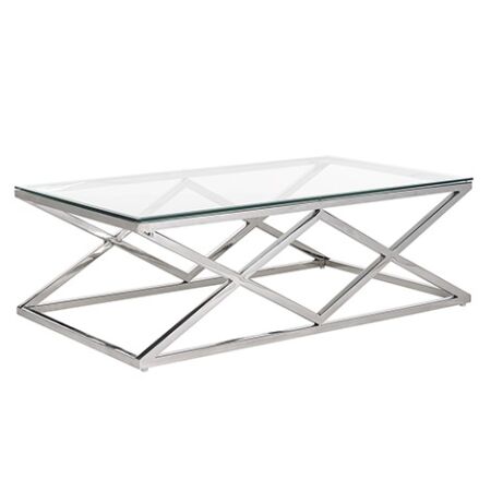 Paramount üveg-ezüst dohányzóasztal - 120 cm