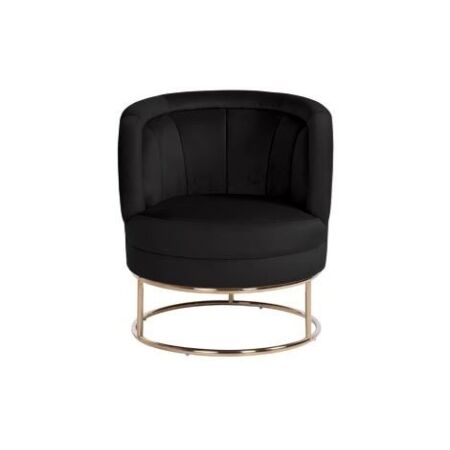 Felicia fekete bársony fotel arany lábbal - 75 cm