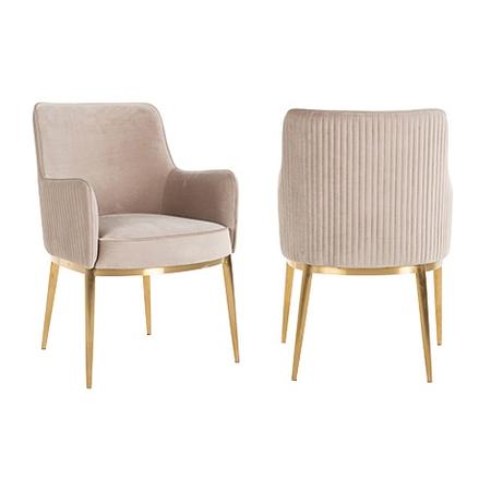 Breeze világos khaki bársony fotelszék arany lábbakkal - 86 cm