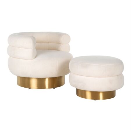 Fayah fehér forgatható fotel - arany lábbal - 84 cm