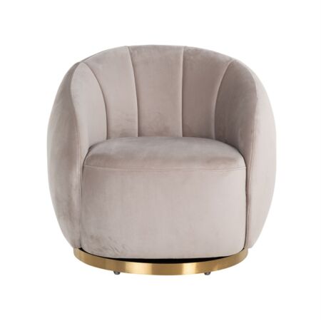 Jago világos khaki forgatható fotel - arany lábbal - 84 cm