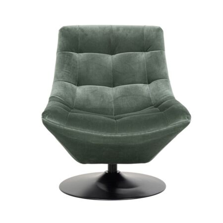 Richelle zöld bársony forgatható fotel - fekete lábbal - 84 cm
