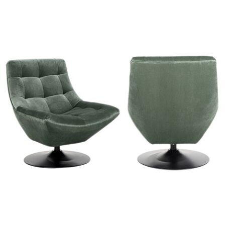 Richelle zöld bársony fotel - fekete lábbal - 84 cm