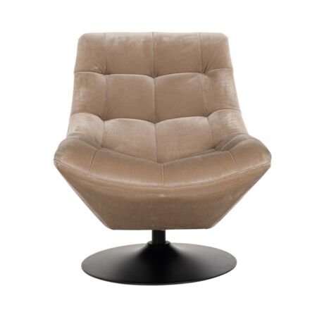 Richelle homokszínű forgatható bársony fotel - fekete lábbal - 84 cm