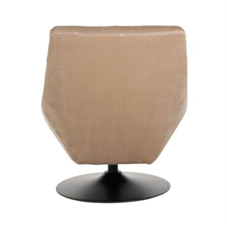 Richelle homokszínű forgatható bársony fotel - fekete lábbal - 84 cm
