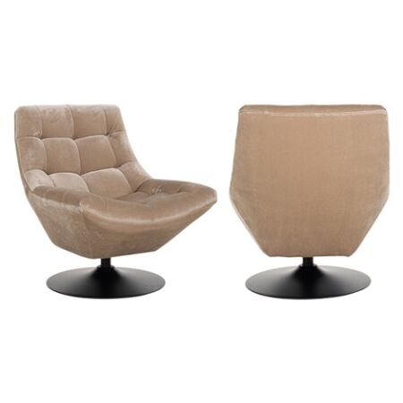 Richelle homokszínű bársony fotel - fekete lábbal - 84 cm