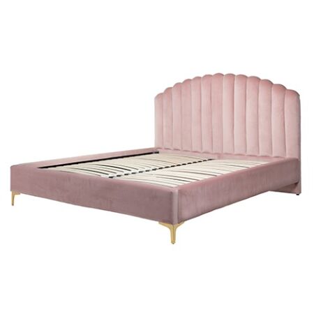 Belmond rózsaszín bársony ágy ezüst lábakkal - 180x200 cm