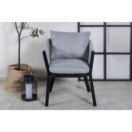 Virya prémium kerti étkezőasztal 4 db székkel - szürke-fekete színben