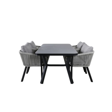Virya prémium kerti szett asztal és 4 szék - szürke, fekete