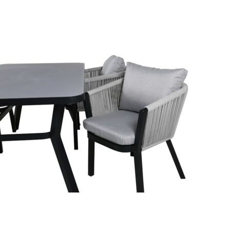 Virya prémium kerti étkezőasztal szett  - asztal és 4 db szék - szürke, fekete színben