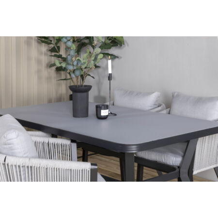 Virya prémium kerti étkezőasztal szett  - asztal és 4 db szék - szürke, fekete színben