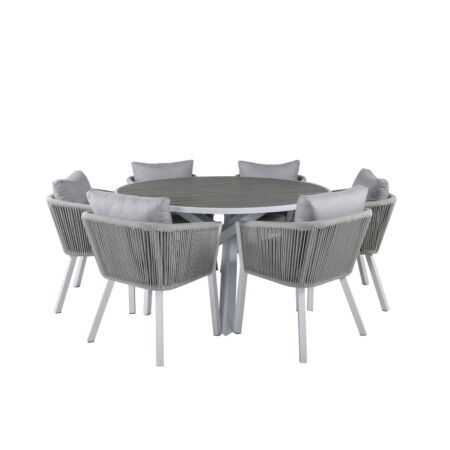 Virya prémium kerti bútorszett asztallal és 6 székkel - szürke