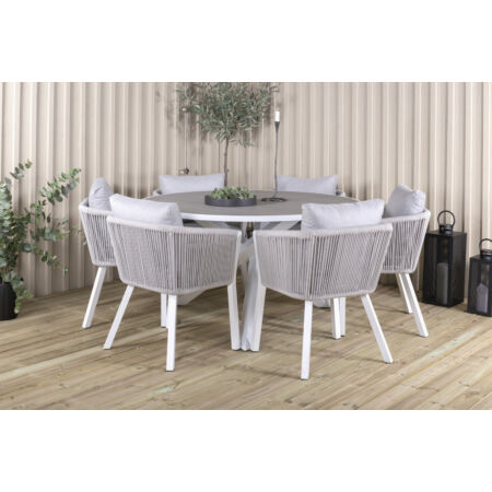 Virya prémium kerti étkezőasztal szett -  asztallal és 6 székkel - szürke színben