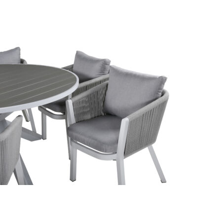 Virya prémium kerti étkezőasztal szett -  asztallal és 6 székkel - szürke színben