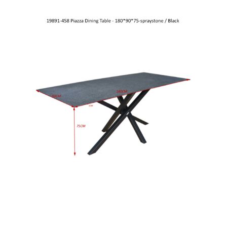 Piazza fekete-szürke étkezőasztal - 180 cm