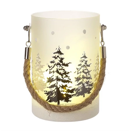 Téli erdő világító felakasztható üvegdísz