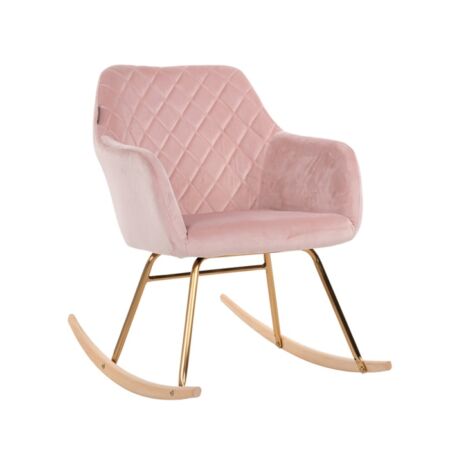 Rocky pink bársony fotelszék/hintaszék arany lábbakkal - 80 cm