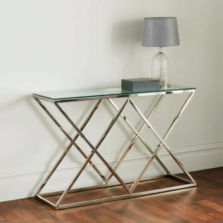 Piramis üveg-ezüst konzolasztal - 120 cm