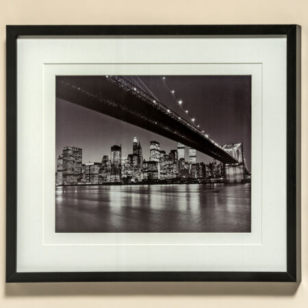 Falikép New York - Éjszakai város híddal