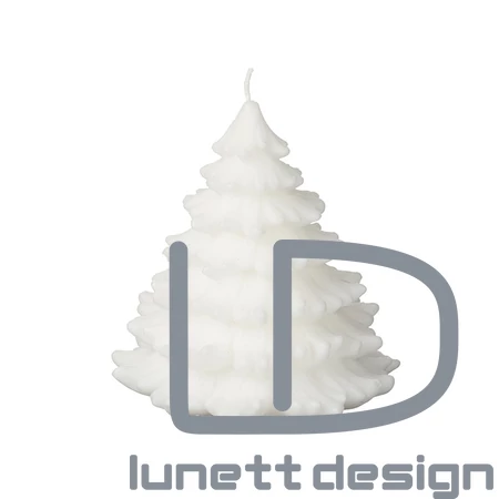 Karácsonyi gyertya - fehér fenyőfa 15 cm