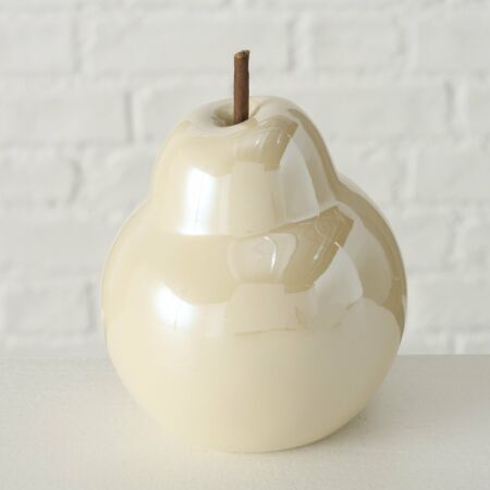 Krémfehér alma és körte dísz - porcelán - 2 db